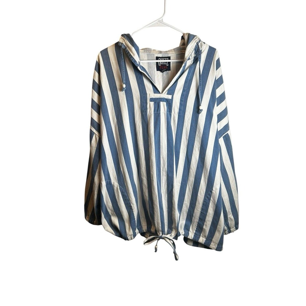 Vintage Quizz New York Striped Hooded Coastal Top Women’s 2XL Cotton